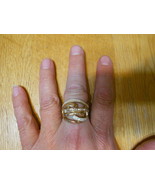 Paparazzi Stretchband Ring (new) LINES W/WHITE W/FLECKS, GOLD &amp; BLING - £5.97 GBP