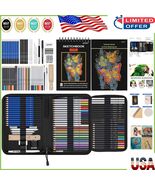 Portable 76-Piece Pro Art Set with Multi-Color Sketchbook &amp; Drawing Tuto... - $958.43 MXN