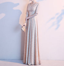 Pink Maxi Sequin Dress Gown Women Custom Plus Size Sequin Maxi Dress image 7