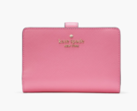 New Kate Spade Madison Medium Compact Bifold Wallet Leather Blossom Pink - $72.11