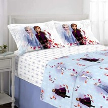 Disney Frozen 2 Elsa Anna Full Sheet Flat Fitted Pillowcase 4 Piece Sheets Set s - £55.78 GBP