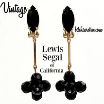 Lewis Segal of California Vintage Earrings with Black Glass Beads - £23.18 GBP