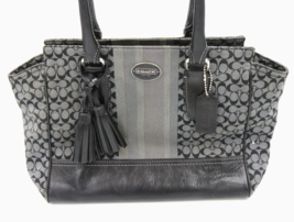 COACH Women&#39;s Black Handbag Purse Canvas and Leather 8&quot; x 11&quot; - $32.62