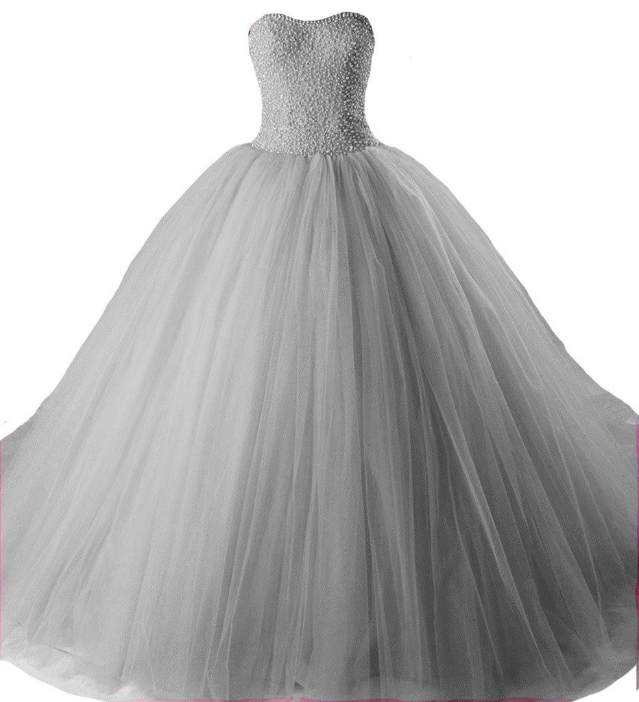 Kivary Beaded Crystals Pearls Long Plus Size Prom Formal Quinceanera Dresses Gra