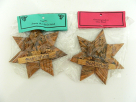 Hanging Stars w/ Carved Nativity Scene from Holy Land Bethlehem Two Olive Wood - £19.28 GBP