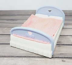 Fisher-Price Loving Family Double Bed Doll Dollhouse Blanket Pink 1993 VTG Heart - $9.09