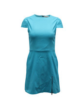 Alice + Olivia Zipper Detail Dress In Viscose Women Turquoise Xs - $107.35