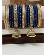 Bollywood Indian Bridal Velvet Jhumki Bangle Set Ethnic Wedding Party Je... - $39.99+