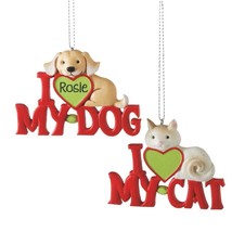 Midwest I Love My Cat and Dog Christmas Ornament Set of 2 NWT - £6.77 GBP