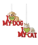 Midwest I Love My Cat and Dog Christmas Ornament Set of 2 NWT - £6.05 GBP