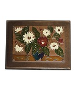 Vtg Greek Enamel on Copper Wall Plaque AETHRA Flowers in Vase Greece 12.... - $40.73 CAD