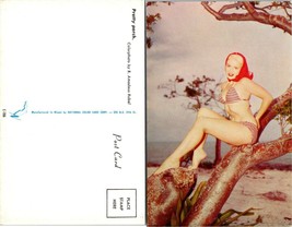 Beautiful Blond Lady Woman Red Lipstick Posing Red Scarf Tree Beach VTG Postcard - £7.39 GBP