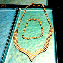 Beautiful~Vtg~Rhinestone Necklace &amp; Bracelet Lot - £21.18 GBP