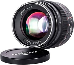 Brightin Star 50Mm F1.4 Big Aperture Aps-C Manual Focus Mirrorless Camera, Black - £99.05 GBP