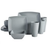 Modern Dinnerware Set For 4 Plates Dishes Salad Bowls Mugs Melamine Gray... - £51.81 GBP
