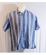 Tommy Bahama Blue Stripped Button Front Shirt Large 100% Silk - $14.00