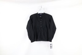 New Polo Ralph Lauren Girls Size 7 Looped Button Ruffled Dress Shirt Top Black - £27.82 GBP