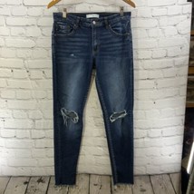 Kancan Skinny Jeans Juniors Sz 13 Dark Wash Distressed  - £19.37 GBP