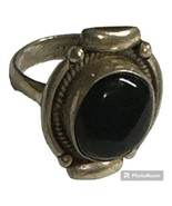 925 Sterling Silver &amp; Black Onyx Wrap Ring Size 6 - $150.75 CAD