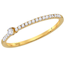 10kt Yellow Gold Womens Round Diamond Solitaire Stackable Band Ring 1/6 Cttw - £159.07 GBP