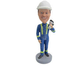 Custom Bobblehead Male Engineer In Uniform With A Work Equipment - Careers &amp; Pro - £69.99 GBP