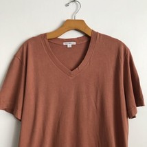 James Perse T-Shirt S Brown Basic V Neck Slub Short Sleeve Casual Starch Jersey - £25.84 GBP