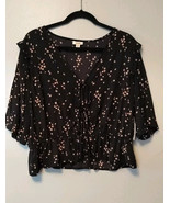 A.n.a Blouse Floral Print  Size XL Black Front Tie Waist - €12,67 EUR