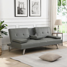 Sofa Bed With Armrest Two Holders Wood Frame, Stainless Leg - £190.82 GBP