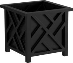 Square Planter Box- Black Lattice Container For Flowers And, Garden, Patio - £32.36 GBP