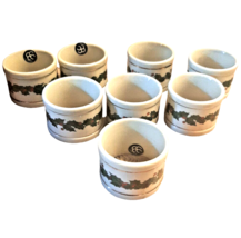 Set of 8 Vintage Christmas Holly Holiday Napkin Rings Porcelain Made in Japan - £22.41 GBP