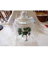 Vintage Candy Spice Snack Cracker Jar Large Cannister &amp; Lid Painted Palm... - €45,59 EUR