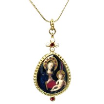Monet Pendant Necklace Mother Mary with Baby Jesus Religious Jewelry - $28.42