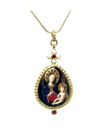 Monet Pendant Necklace Mother Mary with Baby Jesus Religious Jewelry - £22.78 GBP