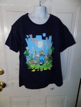 Minecraft Mojang Jinx Navy Blue Short Sleeve T-Shirt Size L Boy&#39;s Euc - £11.04 GBP