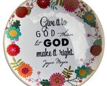 Joyce Meyer Ministries Paperweight Quote Glass Give it to God flowers - $11.56