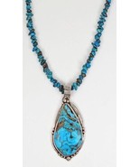 Vicki Orr  Vintage Stormy Mountain and Kingman Turquoise Nugget Necklace - £577.82 GBP