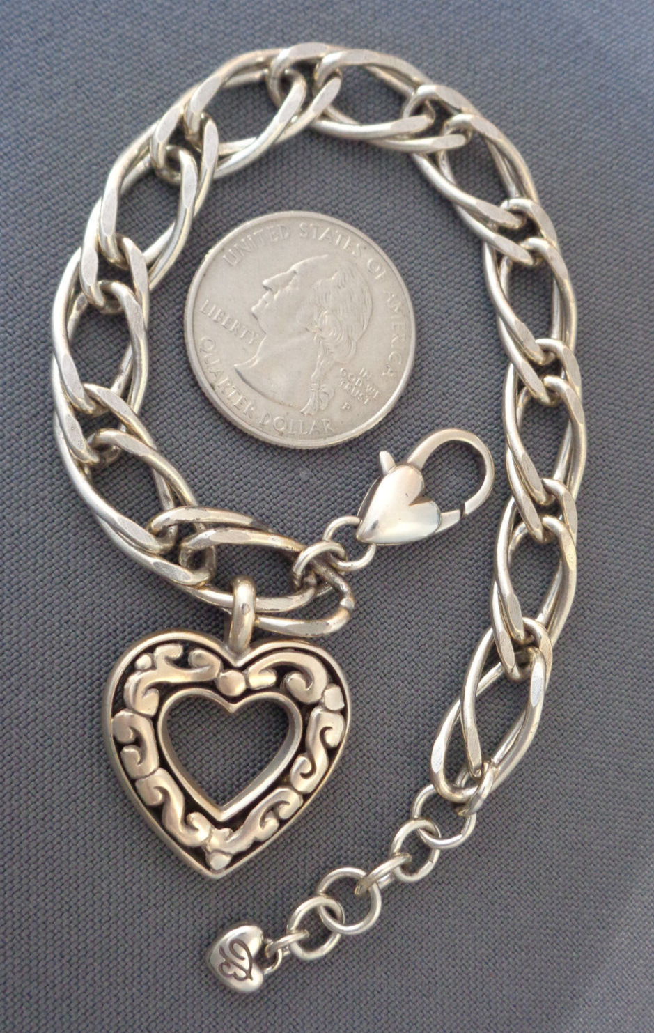 Primary image for Brighton Single Charm Bracelet Open Contempo Love Heart 7.25 to 8.25"