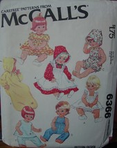 Vintage Doll Clothes Sewing Pattern 6366 Baby Dolls 15.5&quot; &amp; 17&quot; Cut &amp; Complete - £4.69 GBP