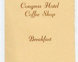 Congress Hotel Coffee Shop Breakfast Menu Chicago Illinois 1935 - $47.52