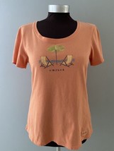 Life is Good Crusher Tee Womens S Orange UNPLUG T shirt Short Sleeve Bea... - £12.27 GBP