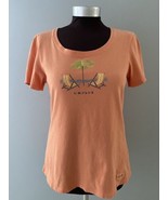 Life is Good Crusher Tee Womens S Orange UNPLUG T shirt Short Sleeve Bea... - $15.72