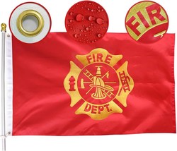 Fire Department Flag 3x5 Ft Outdoor Large Embroidered Firefighter logo Q... - £41.81 GBP