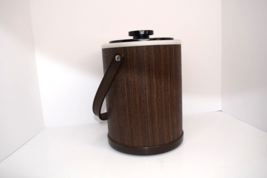 Vintage Atapco Plastic Woodgrain Ice Bucket Brown Made in USA 10&quot; Tall - £15.76 GBP