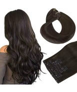 HOTBANANA Human Hair Clip in Hair Extensions Dark Brown 120g Clip in Hai... - €33,98 EUR