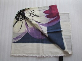 Marc Jacobs Scarf Anemone Flower Stripes Marine Blue Cashmere Silk New $198 - £116.11 GBP