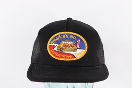 Vintage 80s Sears #1 Automotive Team Spell Out Patch Trucker Hat Snapback Black - £30.81 GBP