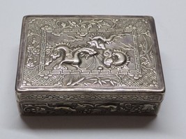 Antique/Vintage Chinese Hallmarked Visiting Cards Box, Embossed Dragons,... - $368.00