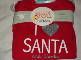 Carter&#39;s I Heart Santa and Auntie Red Christmas Bodysuit 3 Months Girl B... - £19.57 GBP