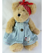 Boyds Bear in Blue Denim Dress with chicken applique 10&quot; red bandana VER... - $21.05 CAD