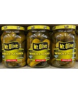 3 JARS Mount Olive Whole Sours Pickles 16 Oz  - £11.92 GBP